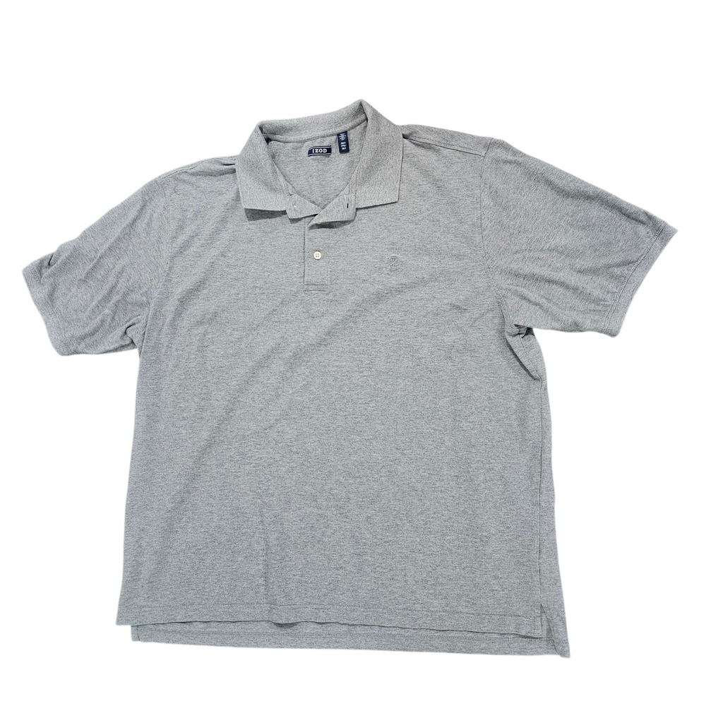 IZOD Polo Shirt Men 2XLT Grey Short Sleeve Solid Pique Casual Tall Comfort